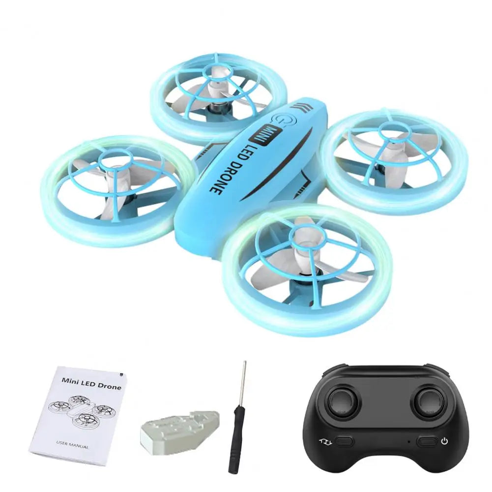 Kids Mini Drone Remote Control Colorful LED Quadcopter 360° Flip Shockproof Full Propeller Protect RC Drone Flying Toy Kids Gift