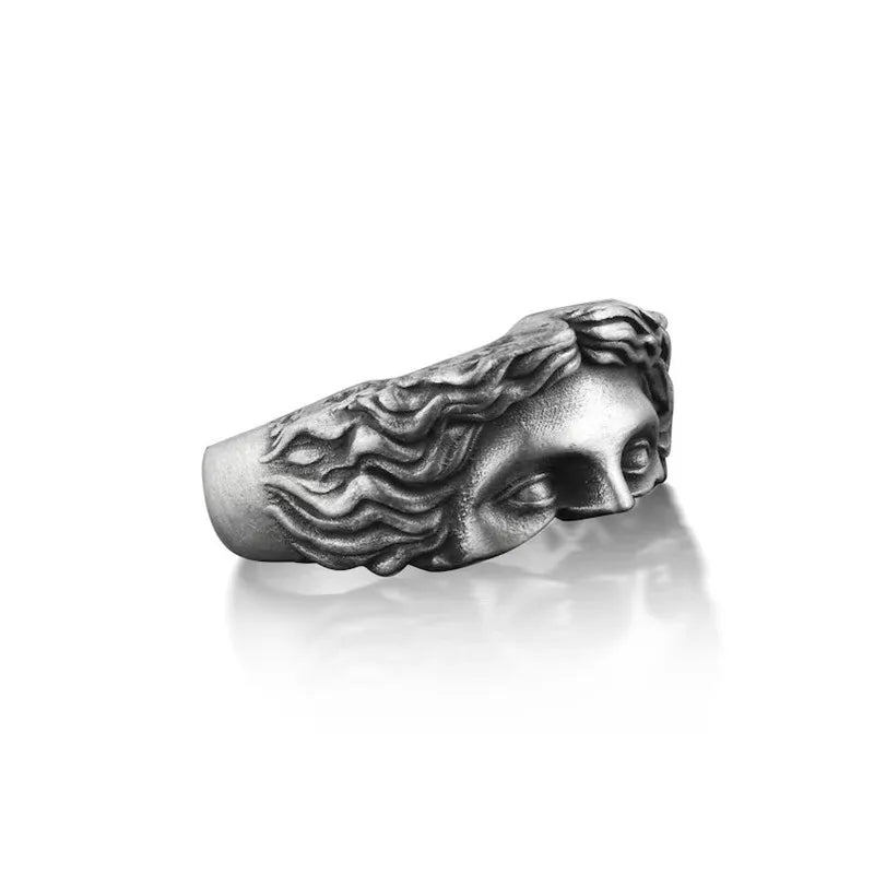 Rings For Men Creative Venus Mask Ring, Retro Thai Silver Relief With Adjustable Opening Ring Confessing Gift