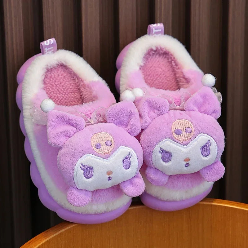 Winter Cartoon Slippers – Kids' Fluffy Non-Slip Mules