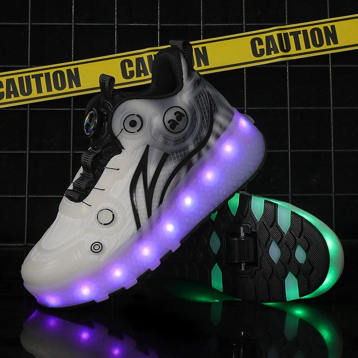 Childrens Roller Skating Shoes High-quality LED Night Light Shoes USB Charging Casual Flat Skate Shoes for Kids Sneakers