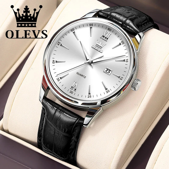 OLEVS High Quality Luxury Quartz Men Watch Original Leather Strap Waterproof Fashion Watches for Men Classic Men's Wrist Watches