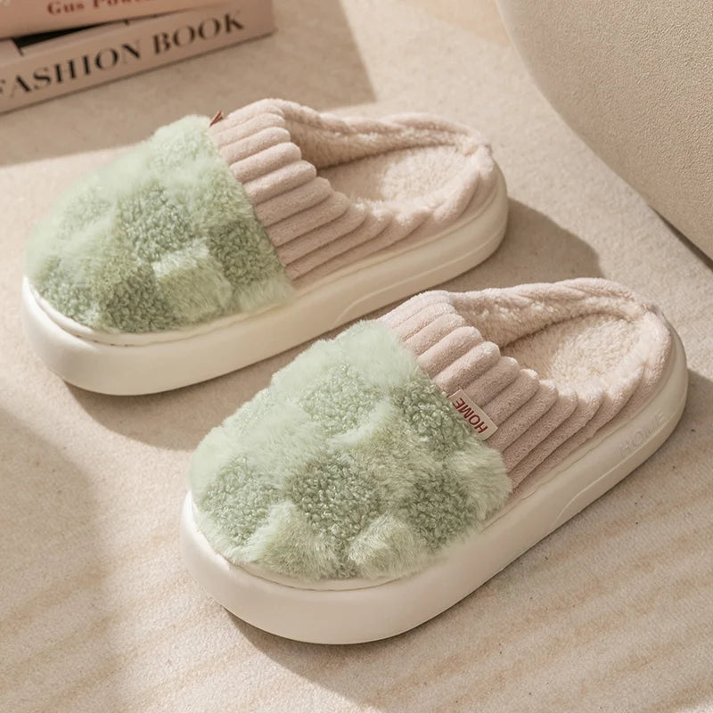 Plush Warm Cotton Slippers – Indoor Slides