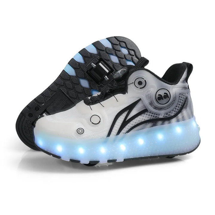 Childrens Roller Skating Shoes High-quality LED Night Light Shoes USB Charging Casual Flat Skate Shoes for Kids Sneakers