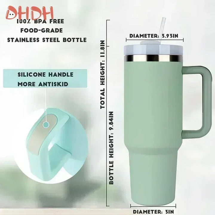 Water Bottle Insulated Tumbler with Handle Straw Double Wall Thermal Iced Travel Cup Car Thermos Mug Perfect Gift