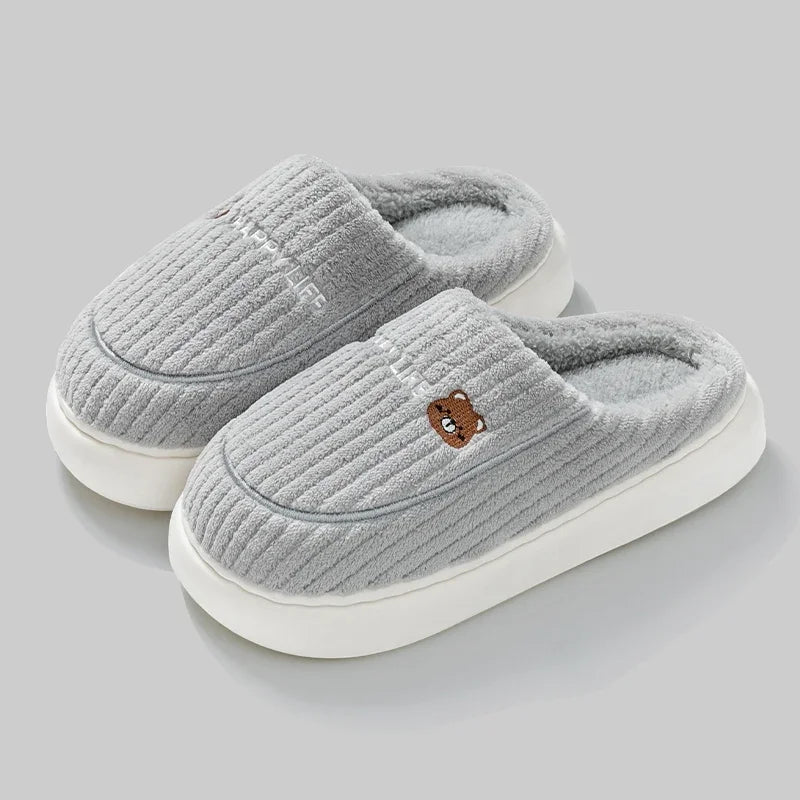 Winter Home Cotton Slippers for Women's Indoor Soft Sole, Non slip, Warm, Not Tired, Simple Couple Cotton Shoes for Men