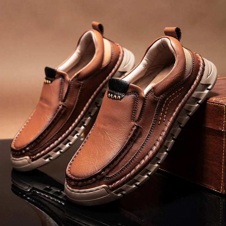 Retro Loafer Shoes – Men's Genuine Leather Slip-On