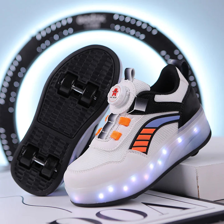 Sneakers for Boy Girl Casual Luminous LED Light Sports Shoes Childrens Roller Skating Leisure Shoes Luxury Design Kids Sneakers