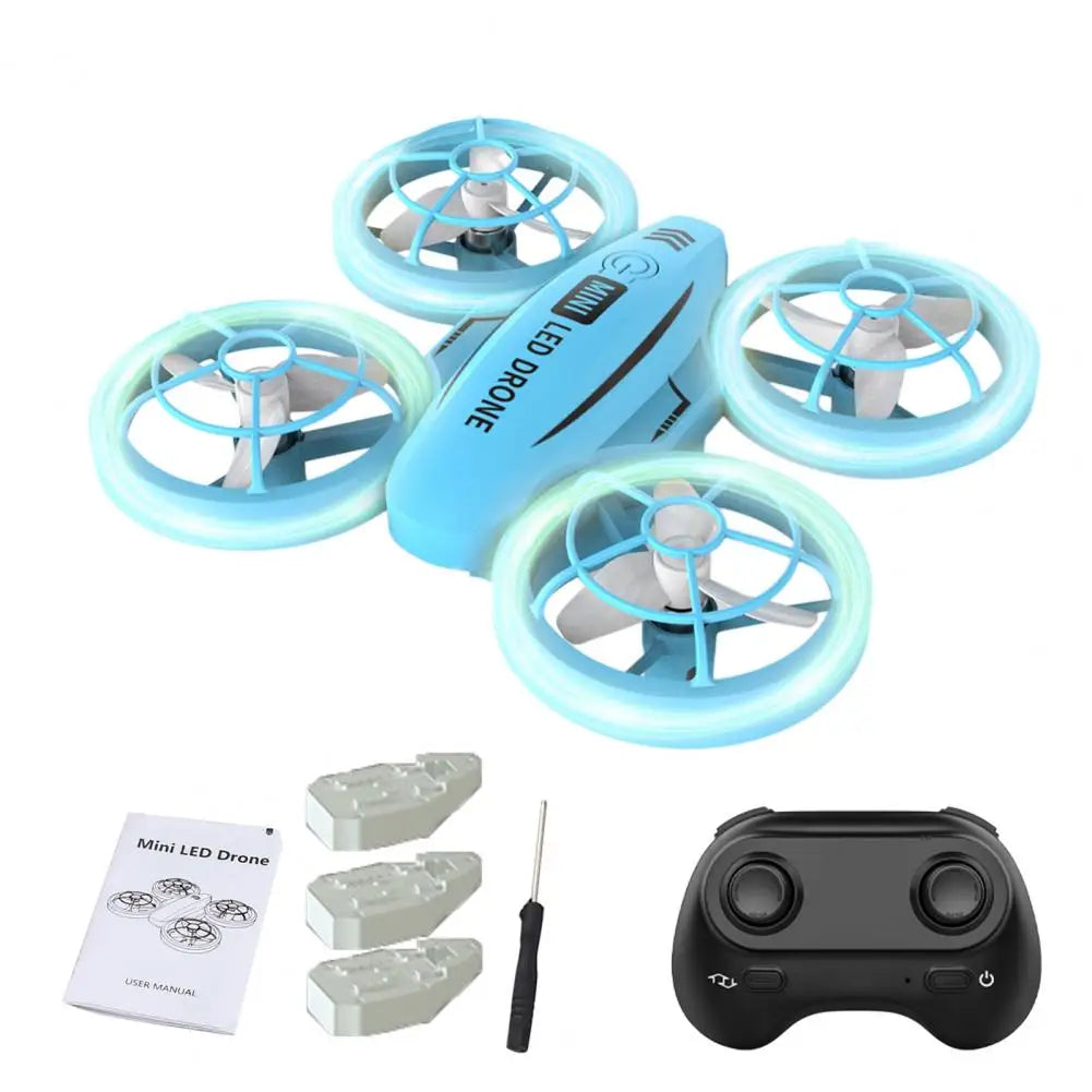 Kids Mini Drone Remote Control Colorful LED Quadcopter 360° Flip Shockproof Full Propeller Protect RC Drone Flying Toy Kids Gift