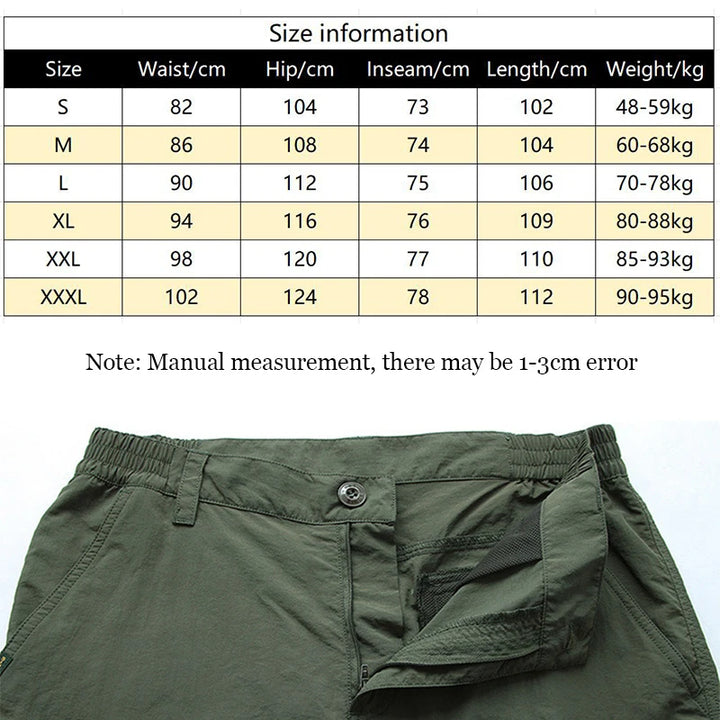 Summer Men's Quick Drying Pants Sports Outdoor Mountaineering Waterproof Large Size Multi Pocket Workwear Trousers