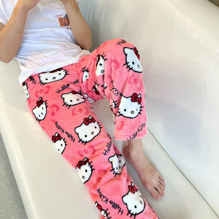 Sanrio Hello Kitty Pajamas – Flannel Cartoon Home Pants