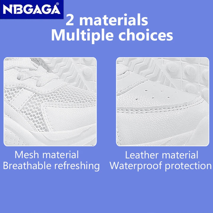 White Children's Leather Casual Shoes For Boy Girls Outdoor Running Sneakers Breathable Mesh Kids School Walking Sport Non Slip