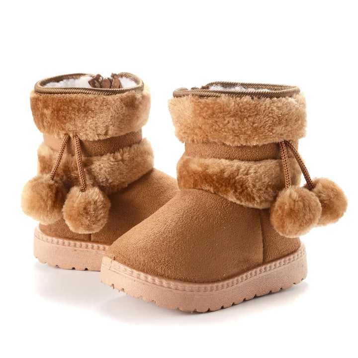 New Girls Snow Boots Winter Comfortable Thick Warm Kids Boots Lobbing Ball Thick Children Autumn Cute Boys Boots Princess Shoes