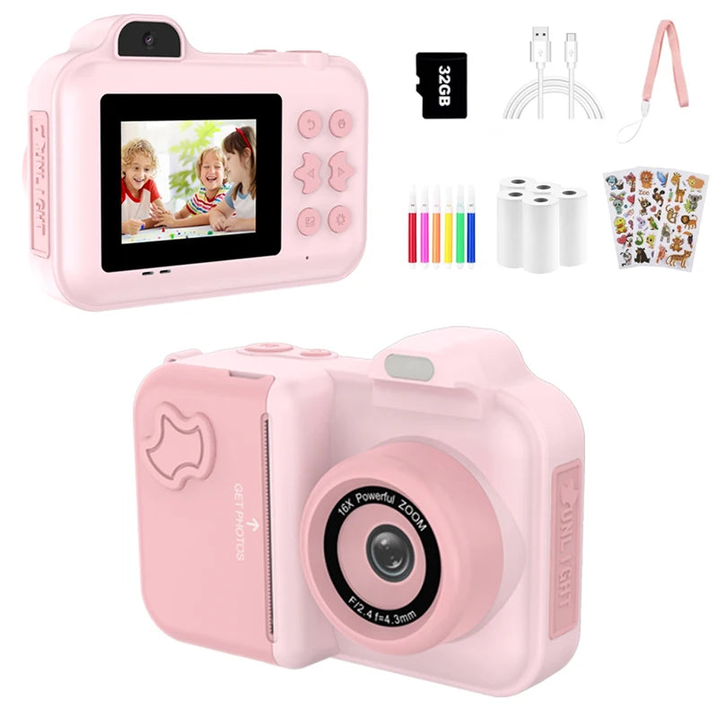 Kids Instant Print Camera – 1080P HD Dual-Lens Selfie Toy