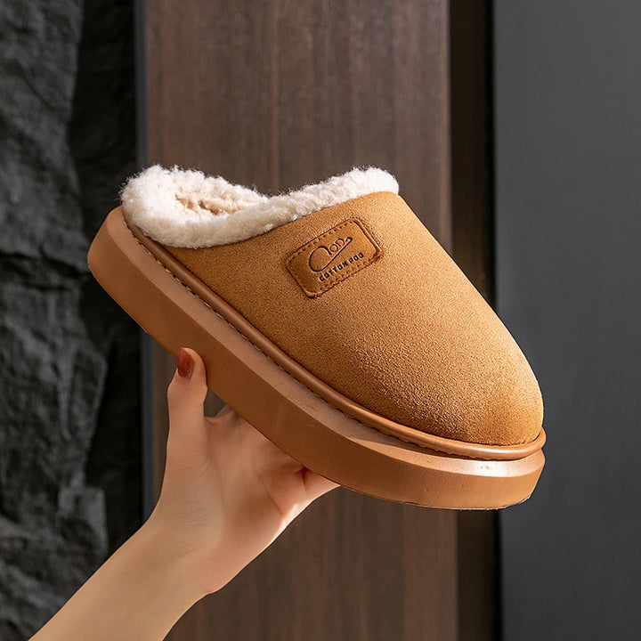 Cotton sandals for women, thick sole, non-slip and warm 2024 new winter indoor home plush cotton slippers for men