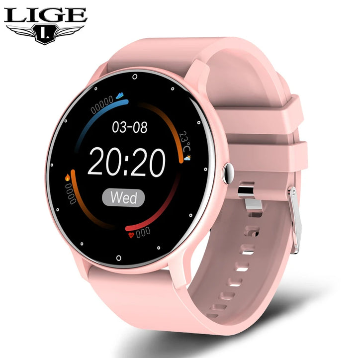 LIGE 2024 Smart watch Ladies Full touch Screen Sports Fitness watch IP67 waterproof Bluetooth For Android iOS Smart watch Female