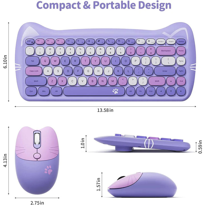 Cat-Shaped Wireless Keyboard & Mouse – 2.4G, Bilingual