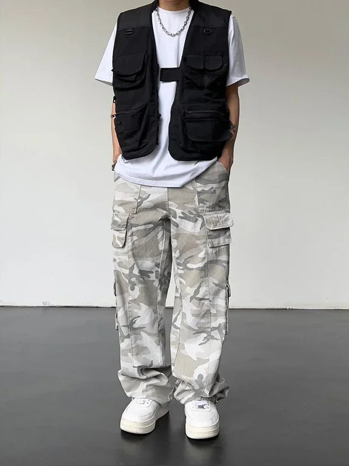 Men's Cargo Pants Camo Camouflage Male Trousers Straight Multi Pocket Multipockets Hip Hop Street Designer With Trend Popular