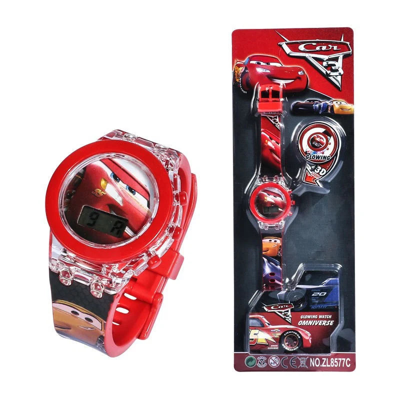 Flash Light Spiderman Kids Watch - Cartoon Character Timepiece