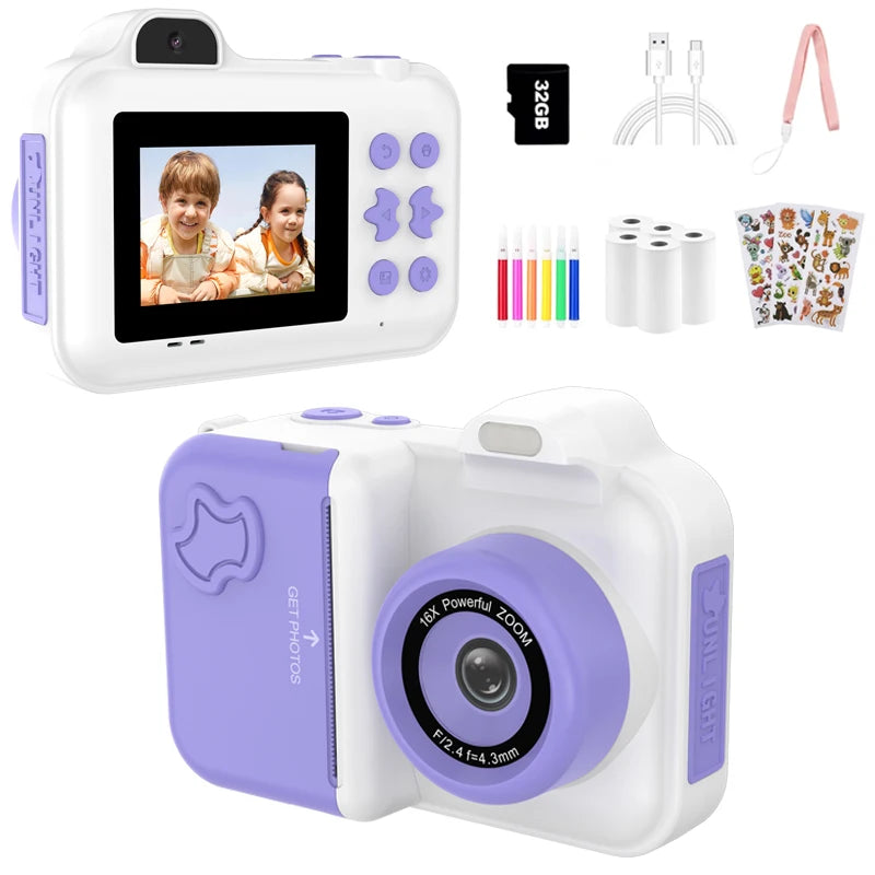 Kids Instant Print Camera – 1080P HD Dual-Lens Selfie Toy