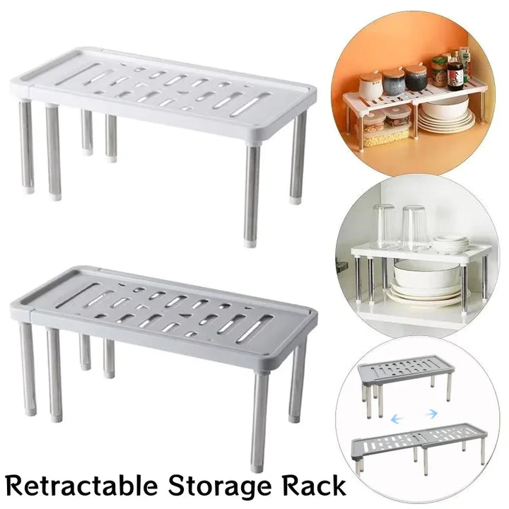 Retractable Storage Rack Kitchen Shelf Organizer Multifunctional Cabinet Layered Dish Seasoning Bottle Finishing Home Supplies