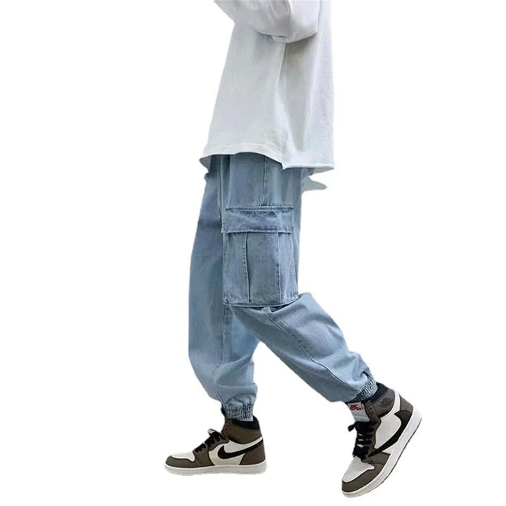 Men Jeans Baggy Hip Hop Jeans Multi Pockets Skateboard Cargo Jeans For Men Tactical Joggers Denim Pants Size S-5XL