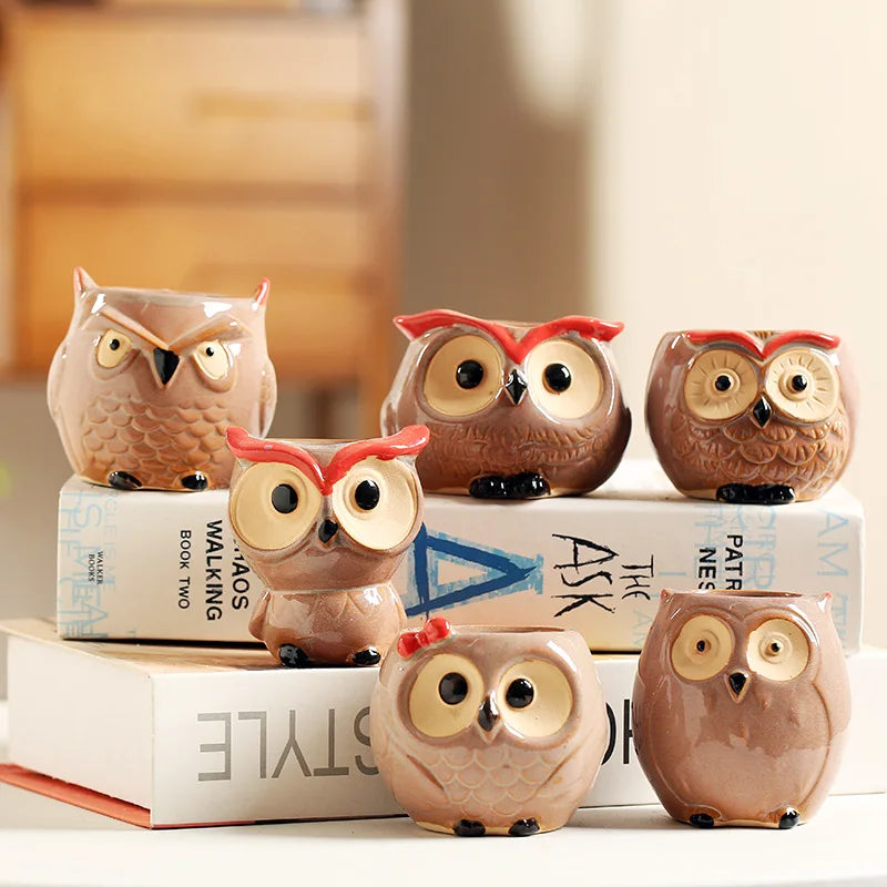 Cute Owl Ceramic Planter