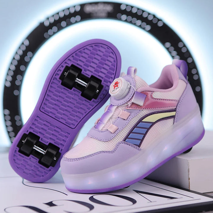 Sneakers for Boy Girl Casual Luminous LED Light Sports Shoes Childrens Roller Skating Leisure Shoes Luxury Design Kids Sneakers