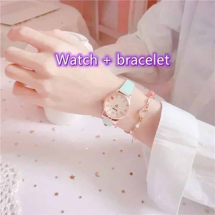 Kids Love Digital Watch Set – Leather Strap & Bracelet