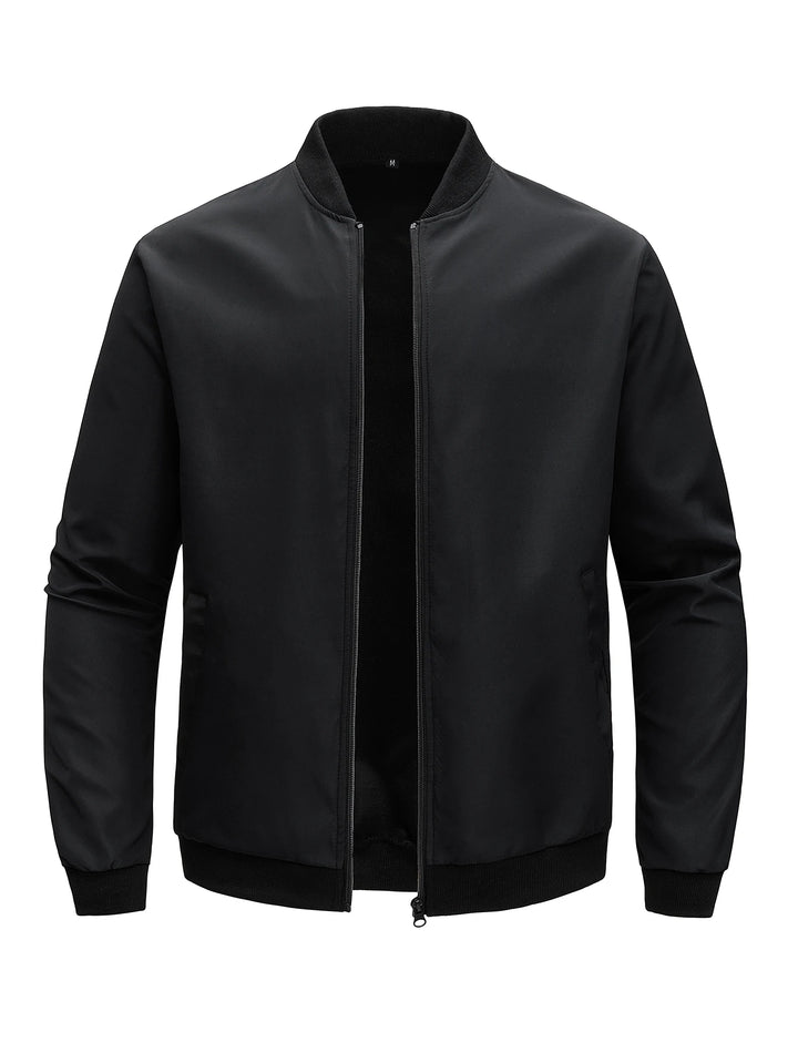 Baseball Collar Jacket – Men's Casual Solid Color Coat