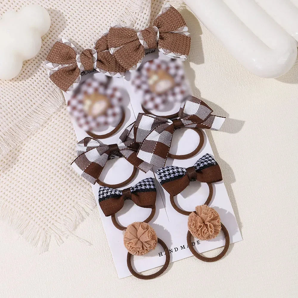 10pcs Girls Cartoon Hair Bands – Bow & Flower Ties