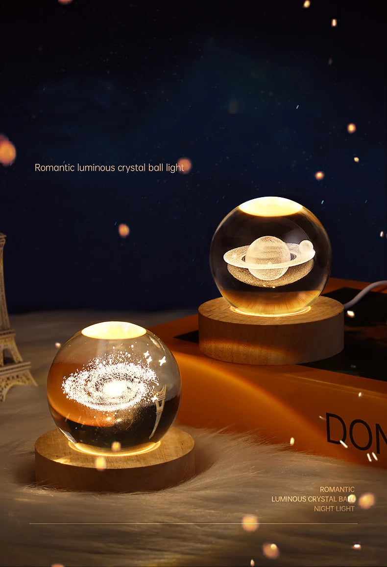 3D Galaxy Crystal Lamp