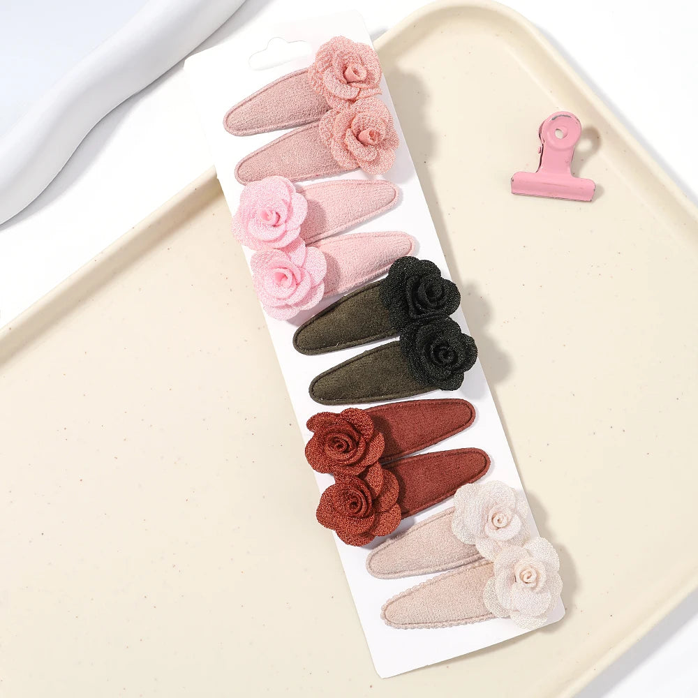 10pcs Fresh Print Cotton Hair Clips – Plaid BB Hairpins for Kids