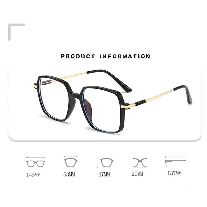 Square Blue Light Blocking Glasses Man And Women Black Oversized Optical Eyeglasses Vision Spectacles Big Frame Computer Eyewear