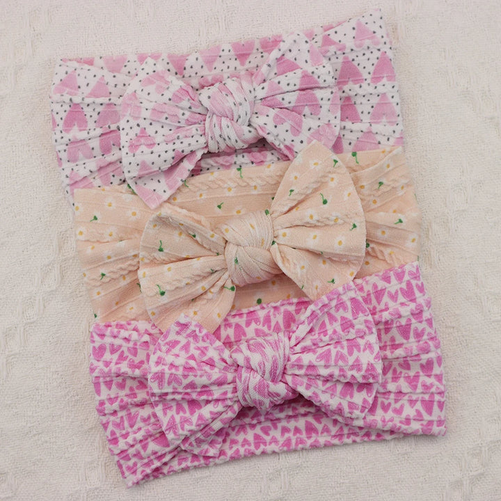 Knit Bows Baby Headbands – Elastic Nylon Set