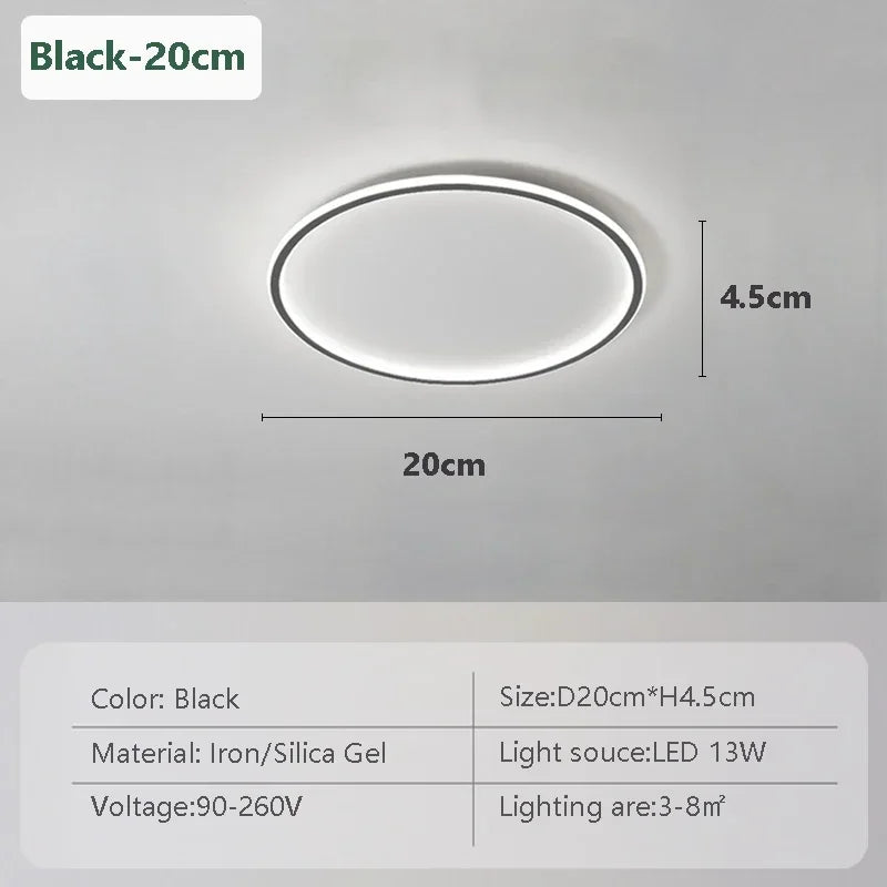 Household LED Ceiling Light 23/30/50/80CM Bedroom Living Room Study Room Super Slim Black White Gold Home Decor Lighting Fixture