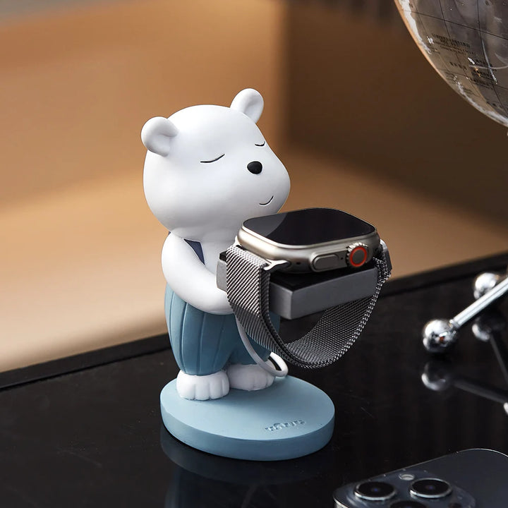 Bear Watch Charger Stand – Cute Desktop Ornament