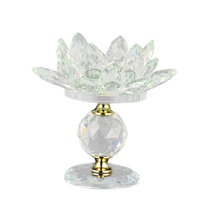 Clear Glass Lotus Tealight Holder – Elegant Candle Stand