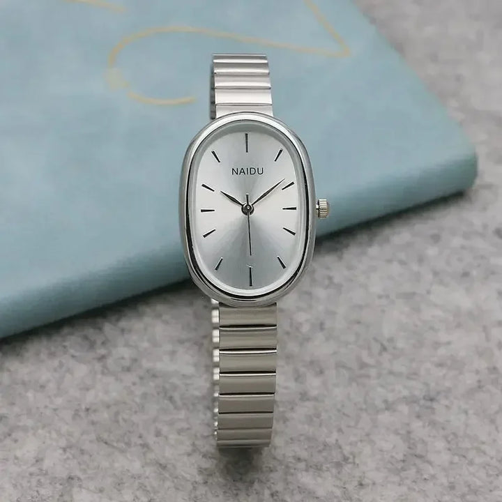 Oval Small Dial Women Quartz Watch Stainless Steel Bamboo Strap Girl Student Leisure Fashion Luxury Gift Wristwatch Dropshipping