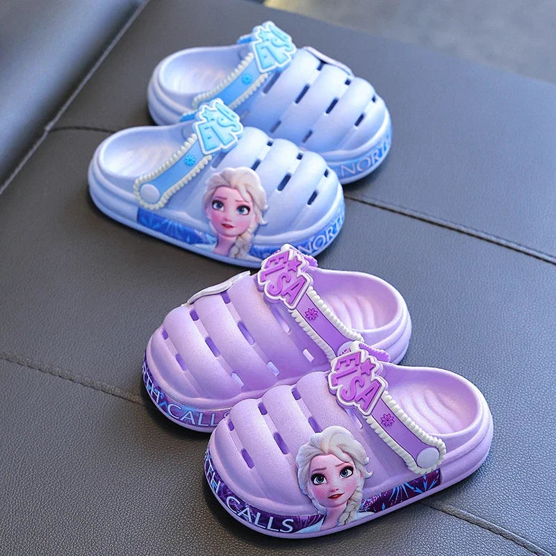 Disney Frozen Girls Princess Slippers Cartoon Elsa Children Garden Shoes Beach Sandals Soft Kids Outdoor Slippers