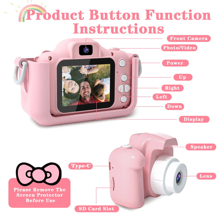 Cute Cat Kids Camera – Dual Lens with Silicone Case