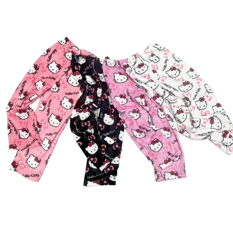 Sanrio Hello Kitty Pajamas – Flannel Cartoon Home Pants