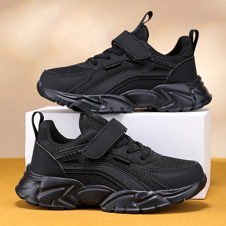 Lightweight Children's Black Sneakers Breathable Mesh for Boys School Casual Walking Shoes Non slip Sport Kids Girl Running Shoe