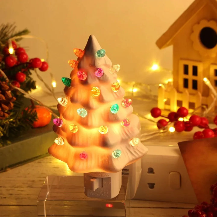 LED Christmas Tree Night Light US Plug For Home Bedroom Bedsides Decor Tree Wall Night Light Energy Efficient Decoration Lamp