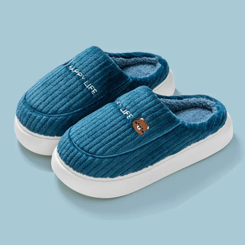 Winter Home Cotton Slippers for Women's Indoor Soft Sole, Non slip, Warm, Not Tired, Simple Couple Cotton Shoes for Men