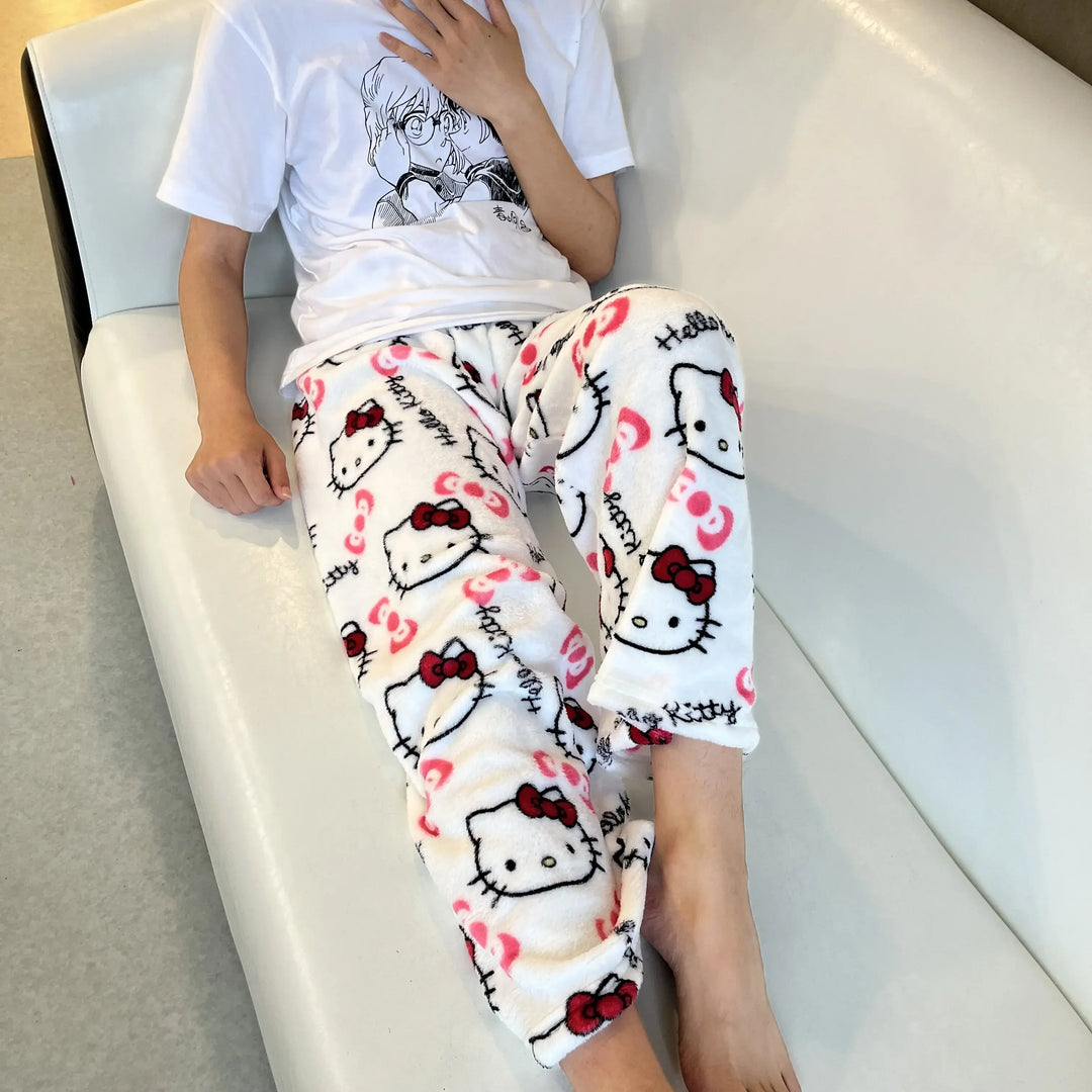 Sanrio Hello Kitty Pajamas – Flannel Cartoon Home Pants