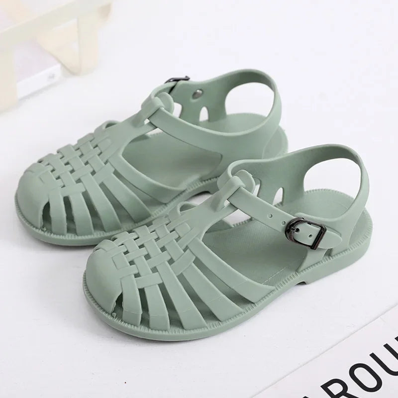 Summer Children Sandals Baby Girls Toddler Soft Non-slip Princess Shoes Kids Candy Jelly Beach Shoes Boys Casual Roman Slippers