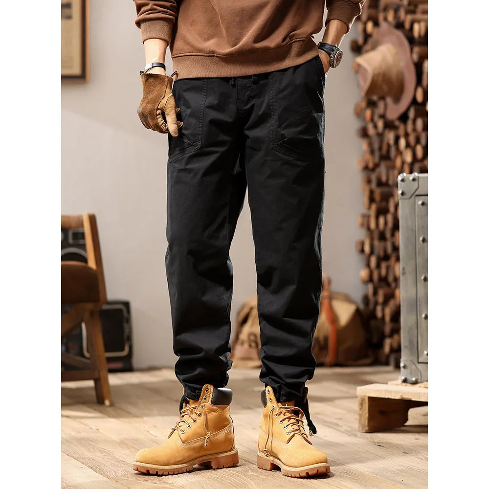 Retro Classic Cotton Cargo Pants Men Casual Loose Baggy Tactical Trousers Streetwear Clothes