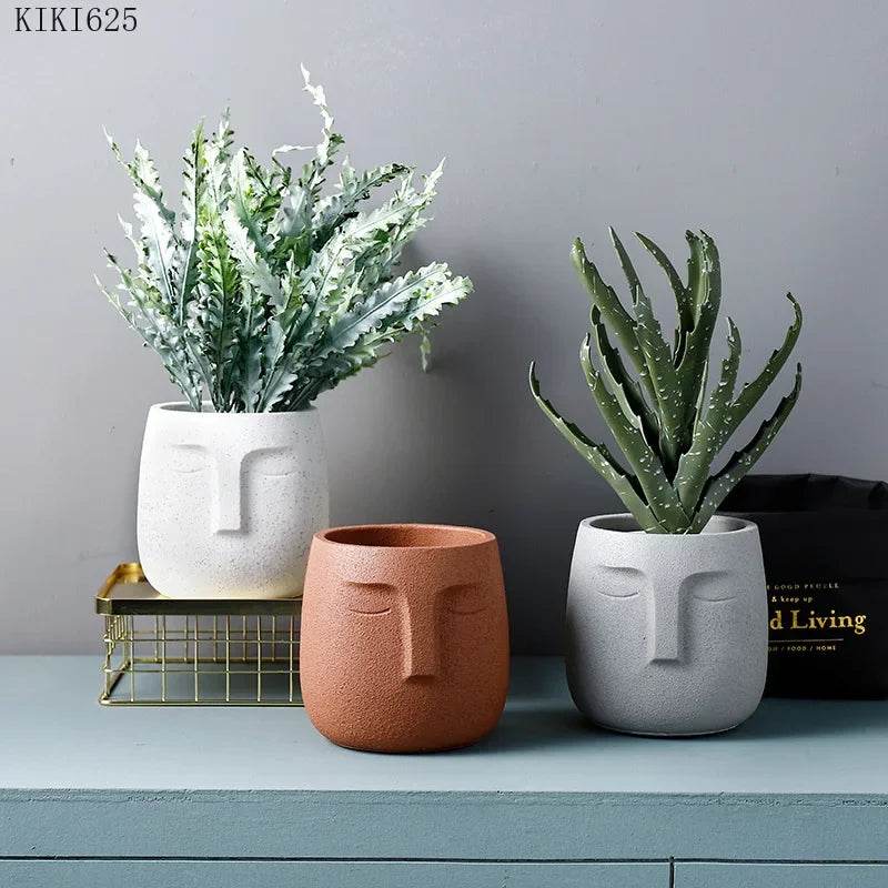 European Face Ceramic Planter