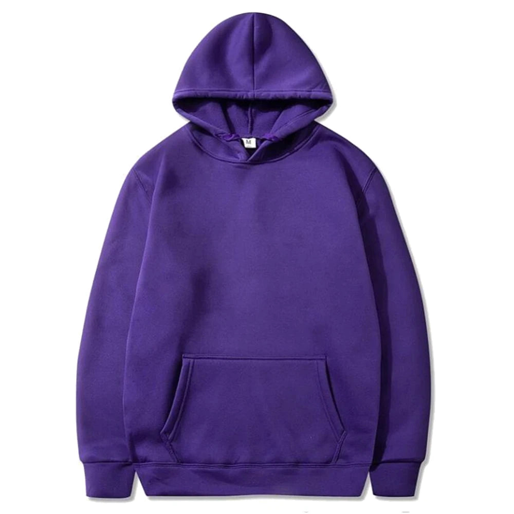 Men's Hoodie – Casual Solid Color Sweatshirt