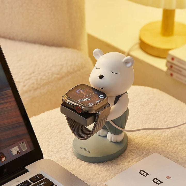 Bear Watch Charger Stand – Cute Desktop Ornament